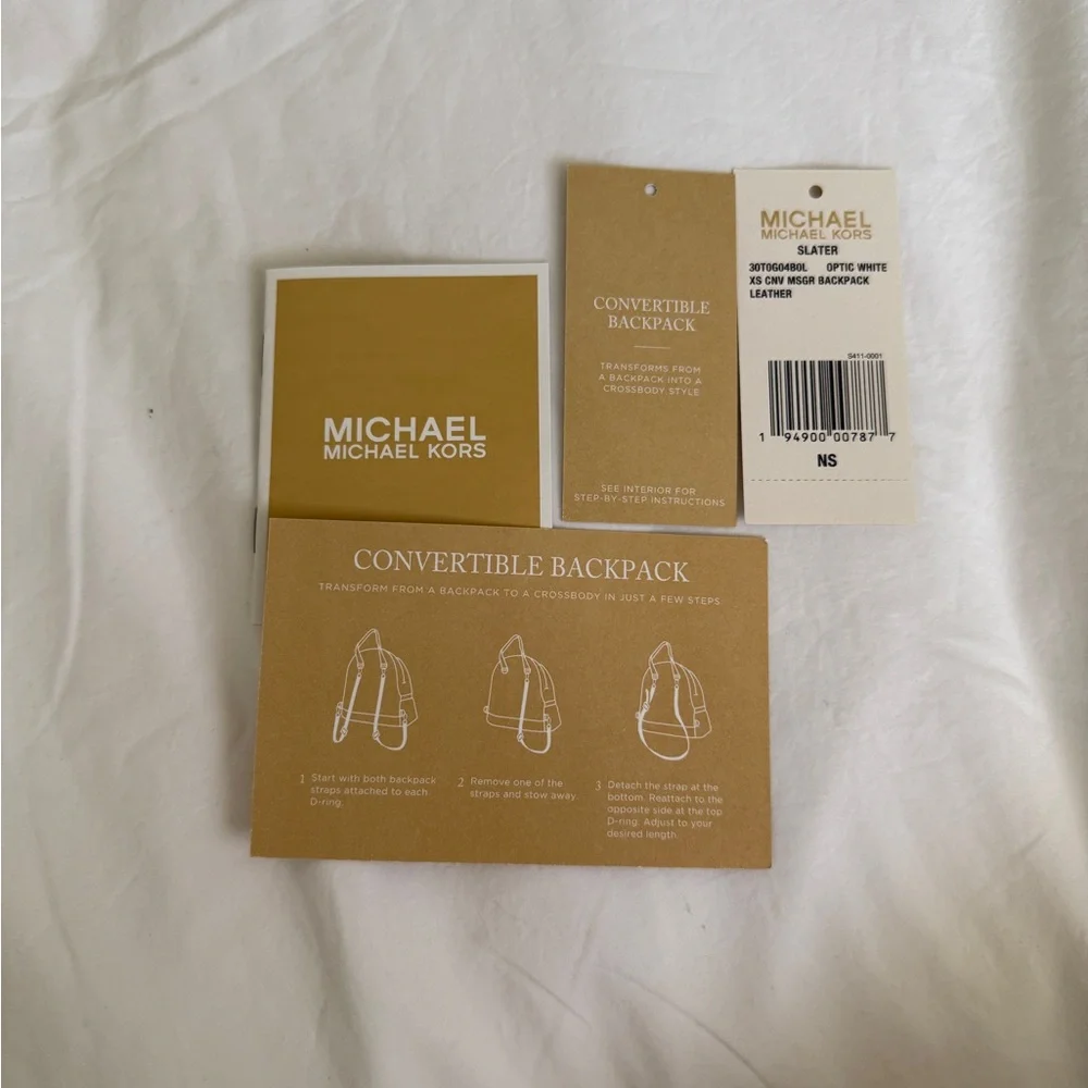 Michael Kors White and Gold Mini Leather Convertible Backpack - Picture 7 of 8